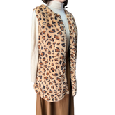 Tapado Polar Forrado Sin Mangas Animal Print